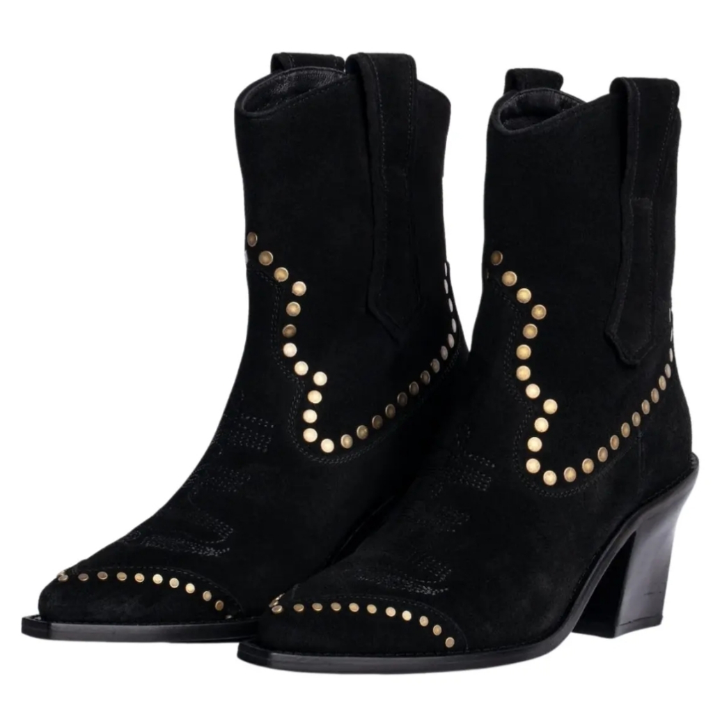 Zadig And Voltaire Cara Studded Western Block Heel Booties
